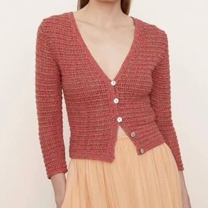 Vince Marled Crochet Cardigan in burnt coral size XL new with tags